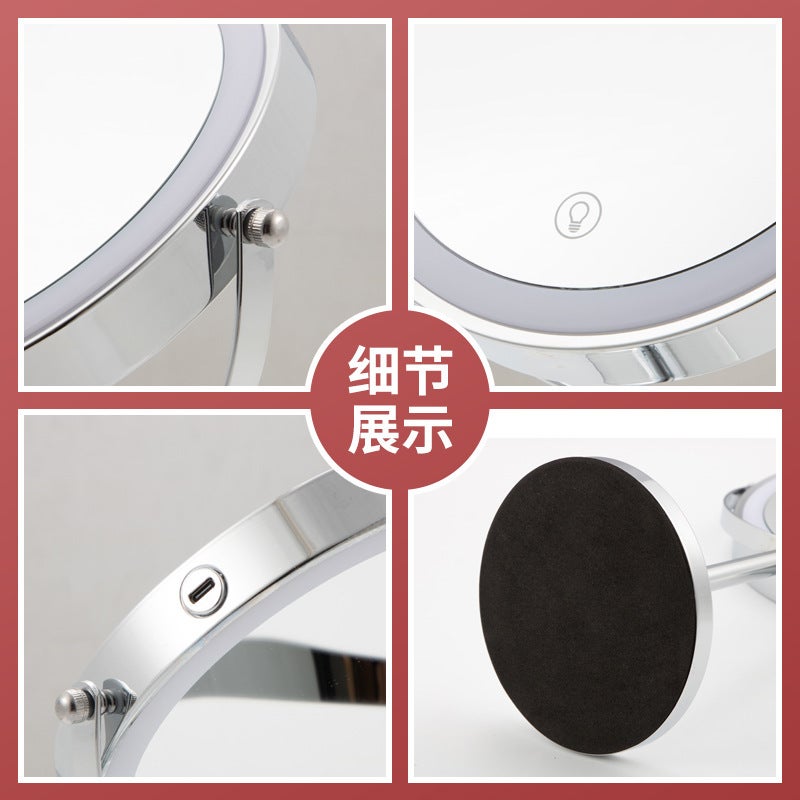 Internet Celebrity Led Makeup Mirror With Lamp Desktop Dressing Mirror Dormitory Rechargeable Light-Filling Mirror Girls' Beauty Makeup Mirror - Image 5